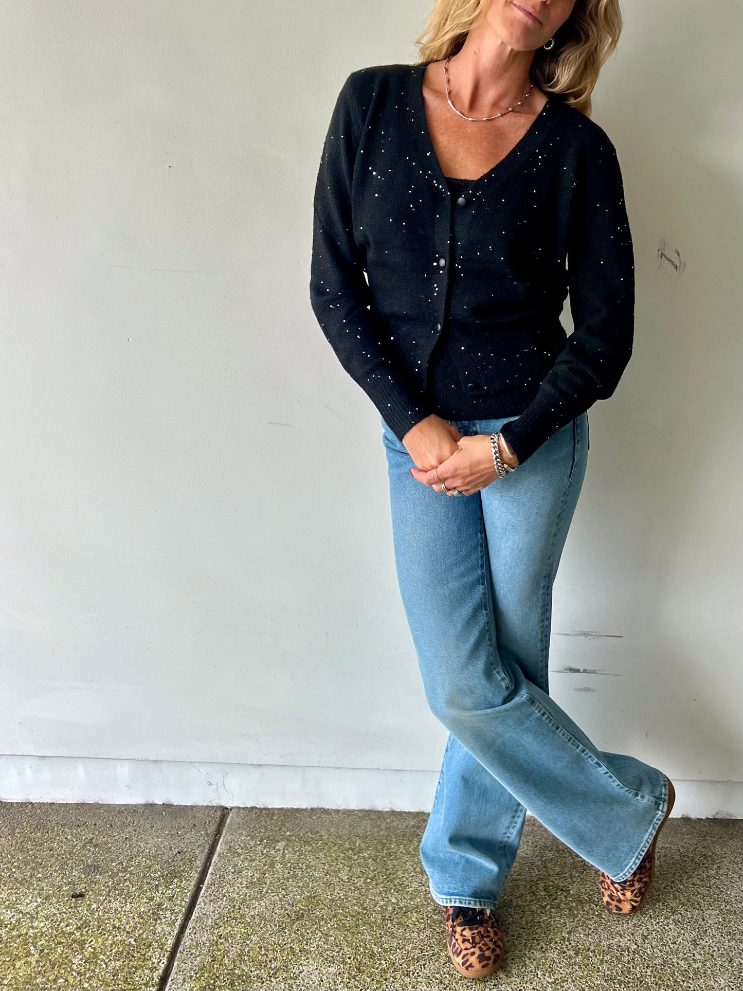 Sparkle Knit Cardigan Set - Black Sparkle