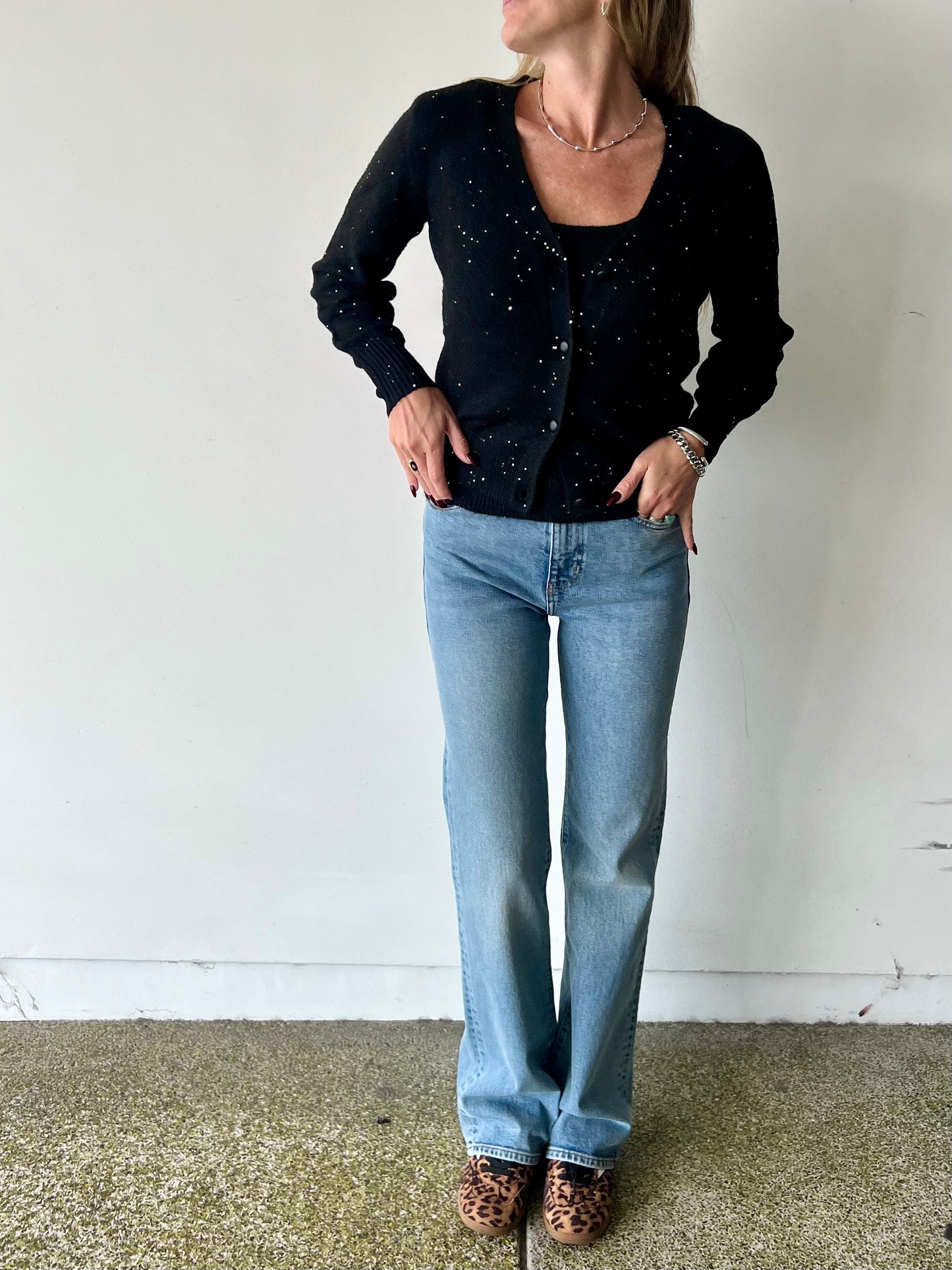 Sparkle Knit Cardigan Set - Black Sparkle