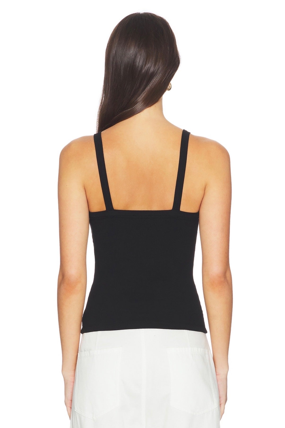 Woman in a black tank top