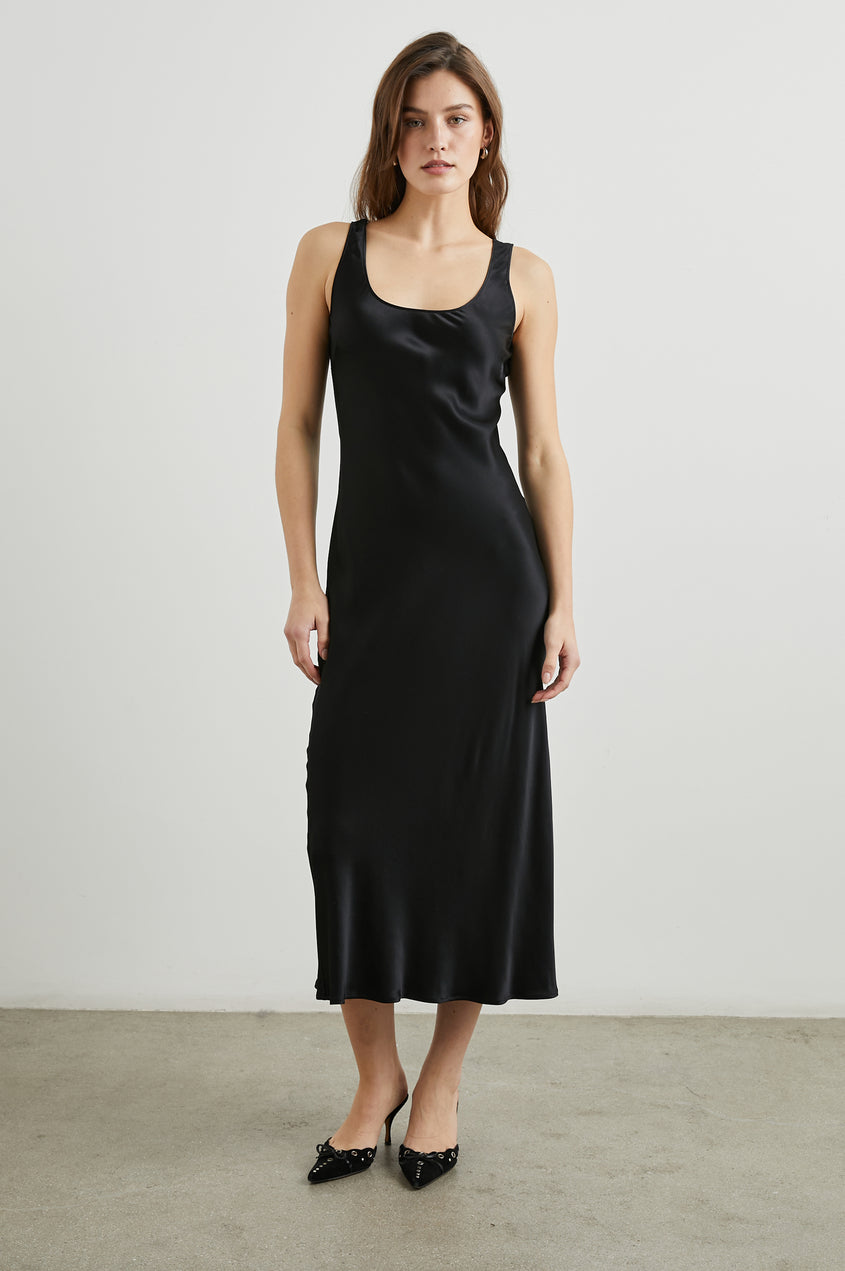 Kailani Dress - Black Satin