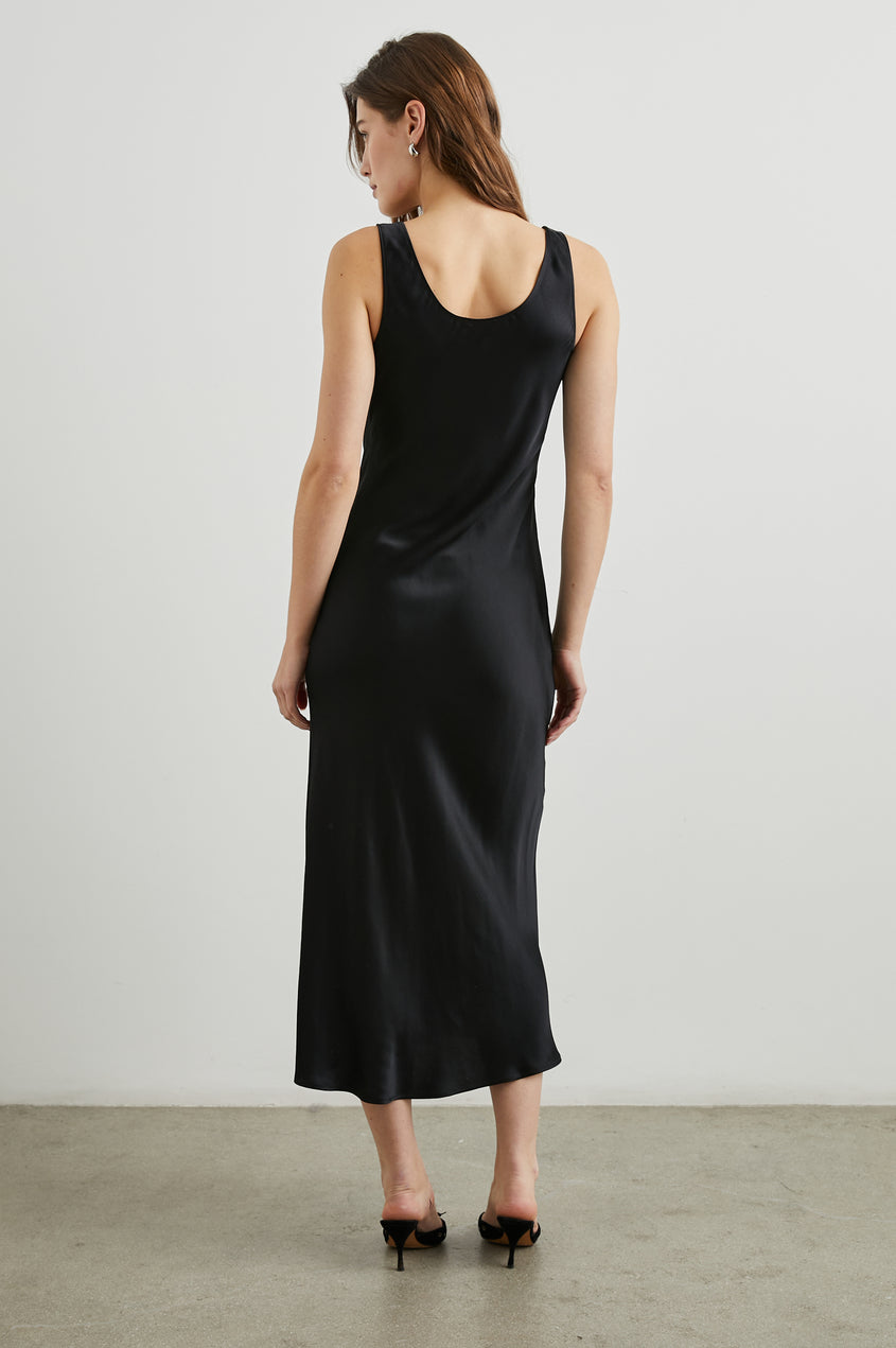 Kailani Dress - Black Satin