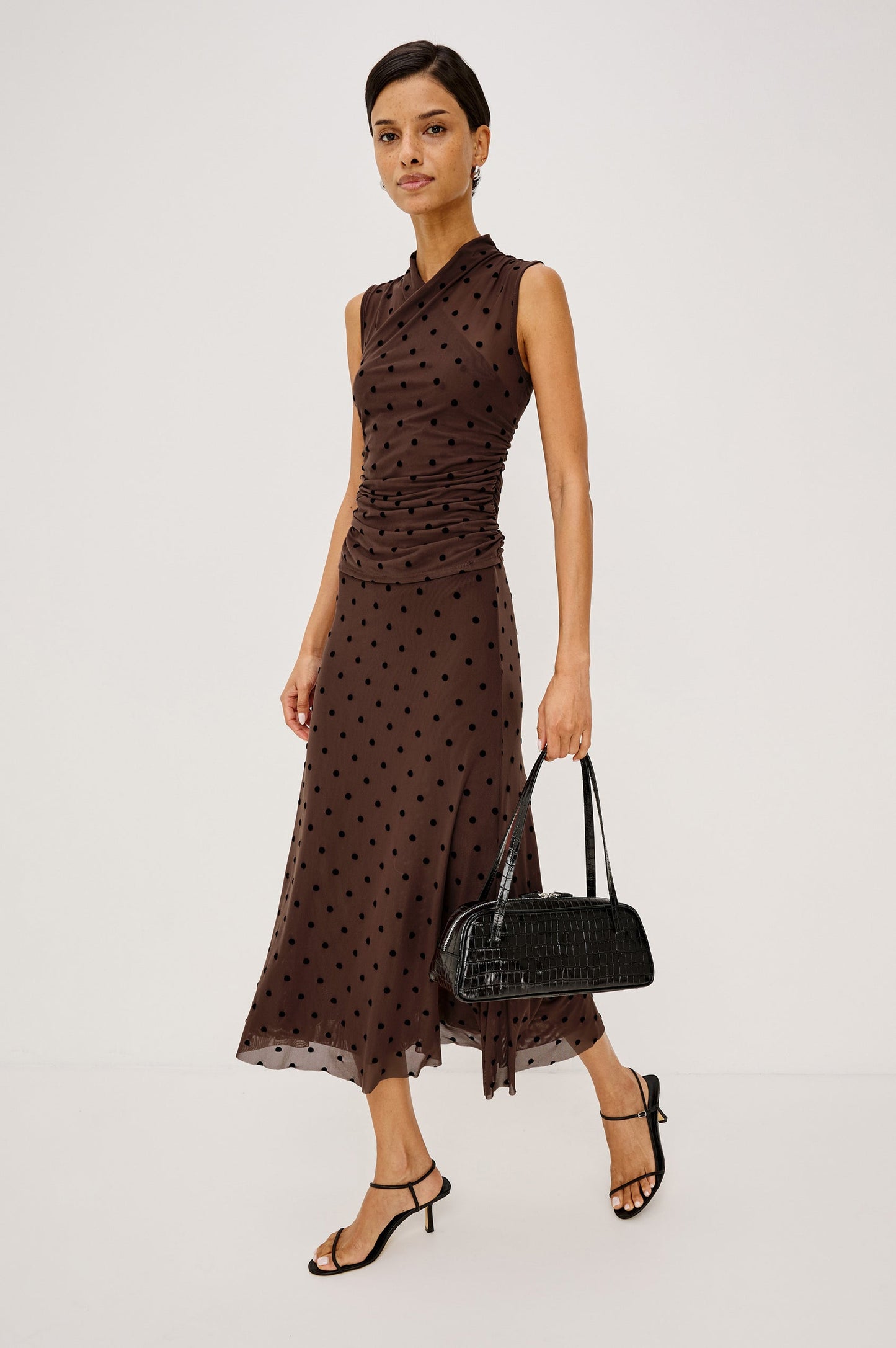 Lauris Top - Chocolate Polka Dot