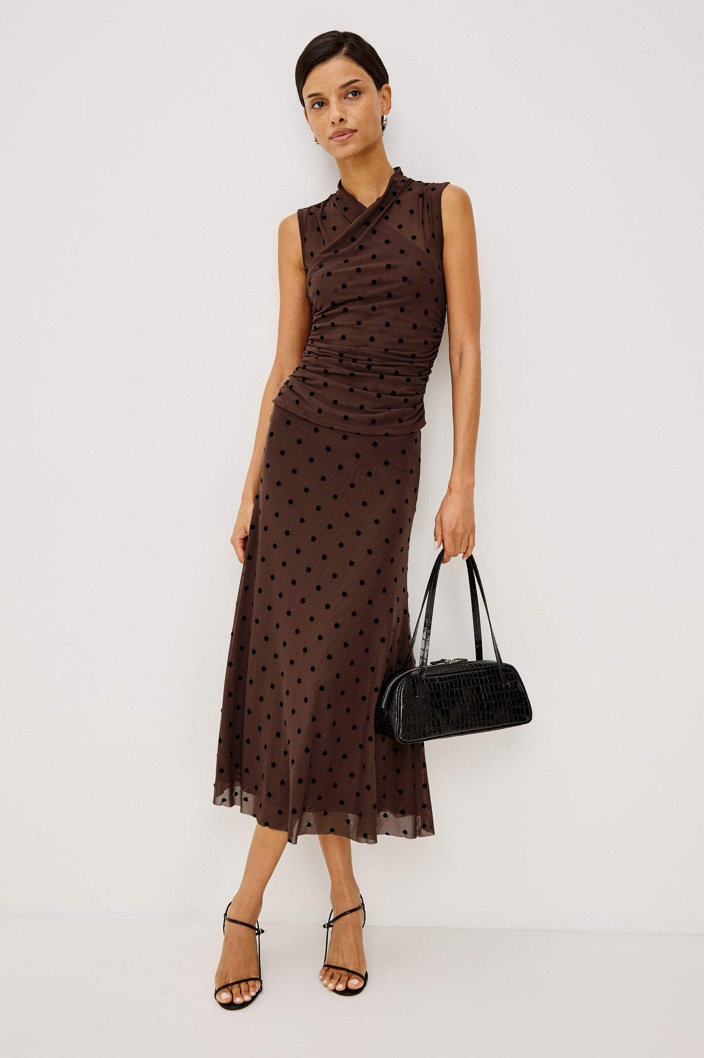 Lauris Top - Chocolate Polka Dot