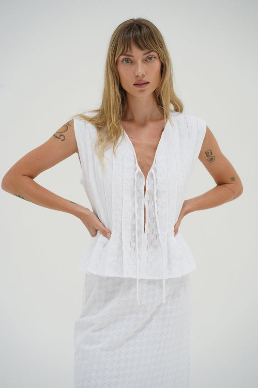 Kala Eyelet Top - White