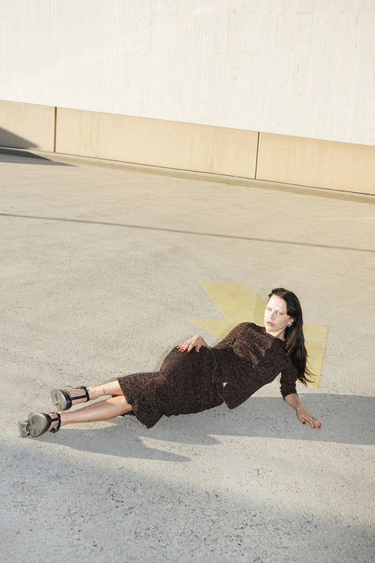 Leony Ribbed Skirt - Chocolate Python