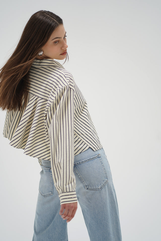 Valyria Blouse - Rhinestone Pinstripe