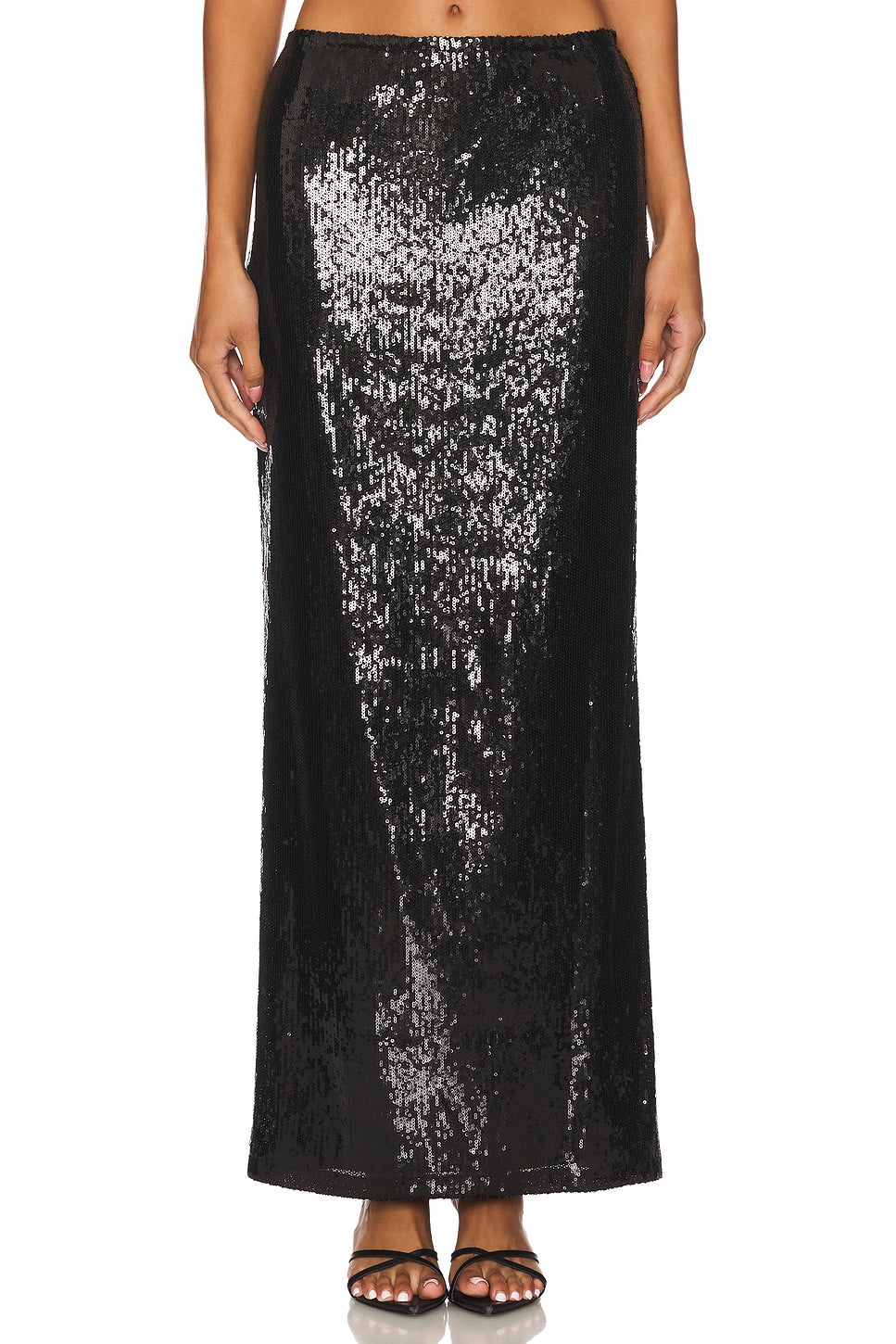 Elettra Sequin Column Skirt - Black