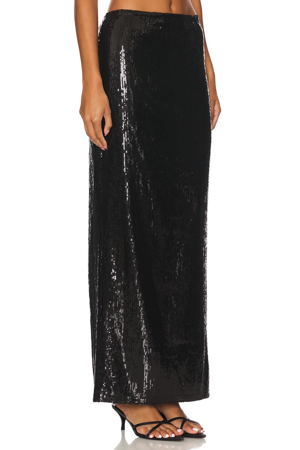 Elettra Sequin Column Skirt - Black