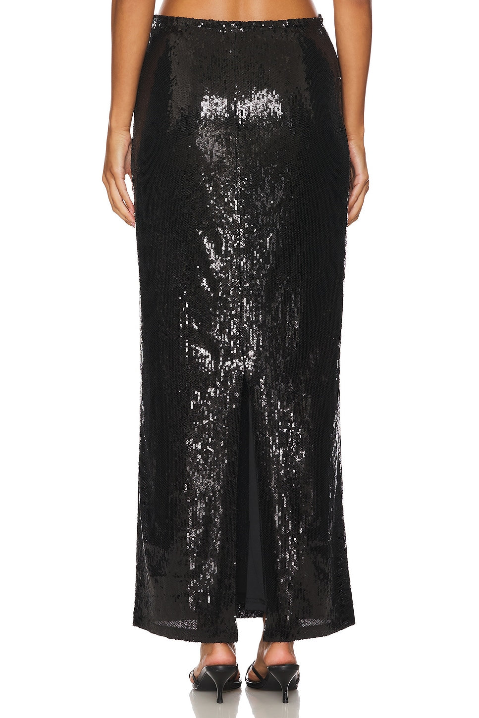 Elettra Sequin Column Skirt - Black