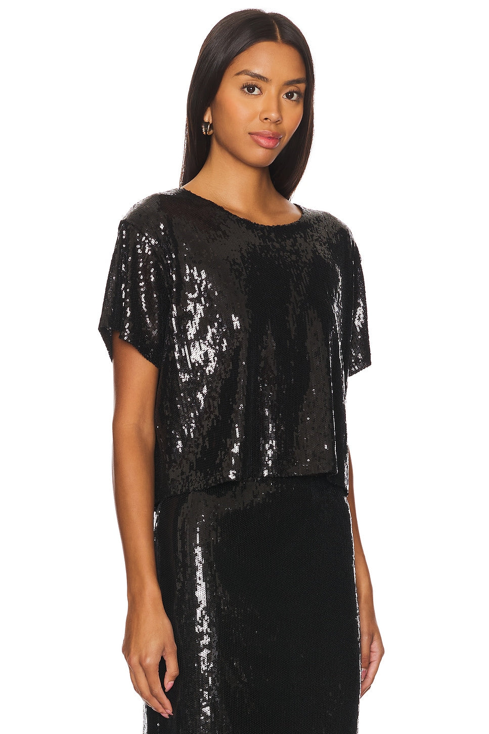 Zosia Sequin T Shirt - Black