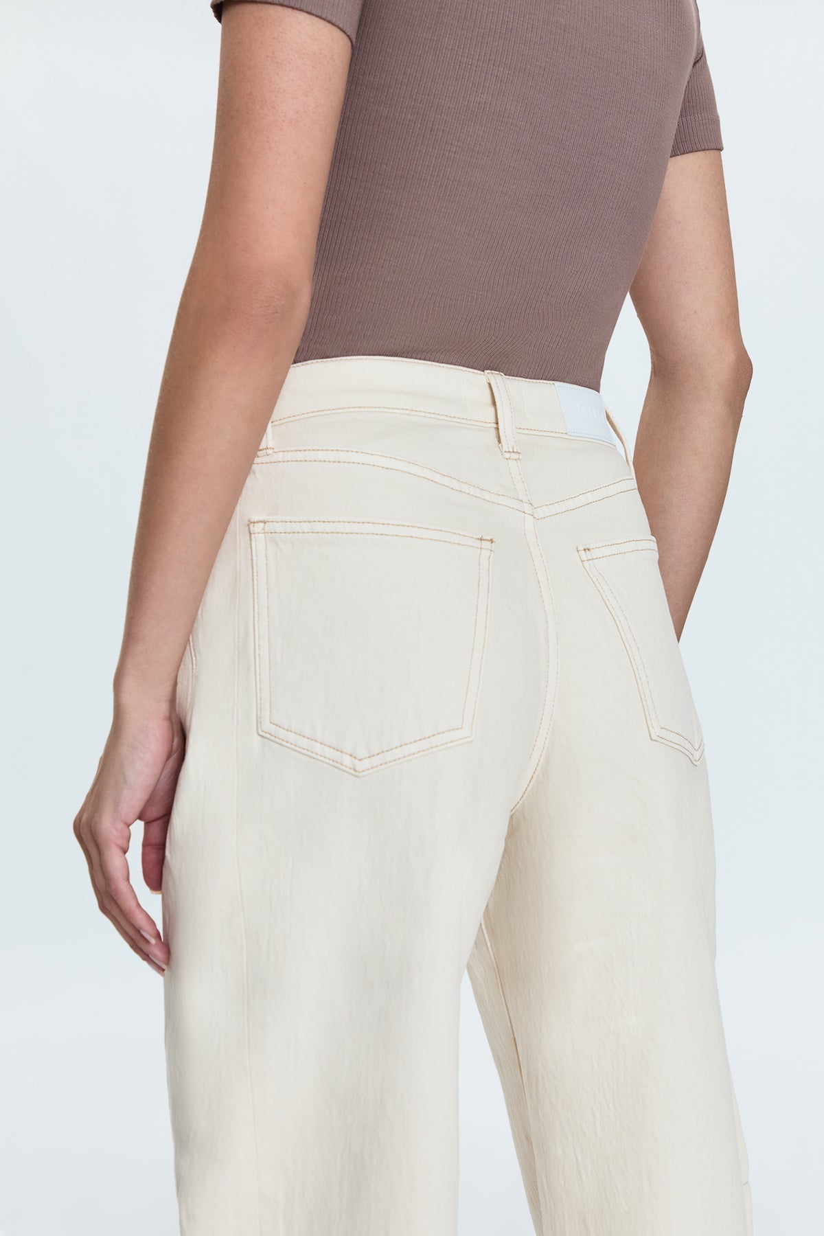 Eli High Rise Arched Leg Pants- Ecru