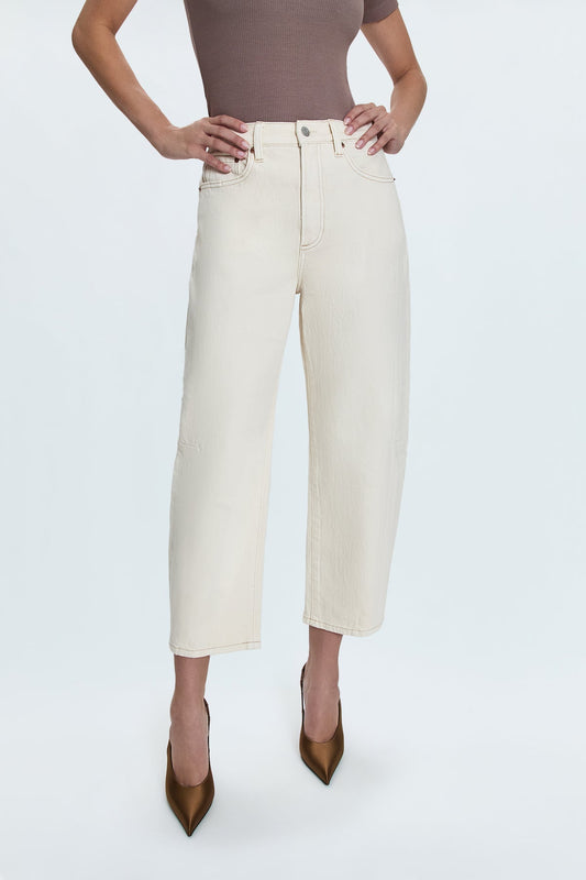 Eli High Rise Arched Leg Pants- Ecru