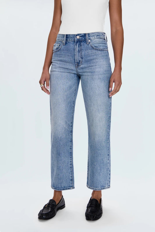 Lexi Mid Rise Bowed Straight Jeans - Athens