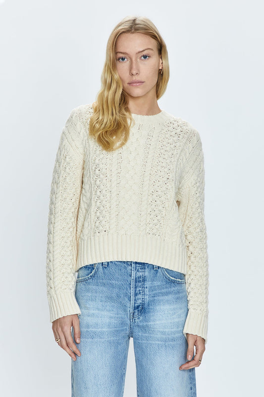 Quinn Shrunken Fisherman Sweater - Ivory