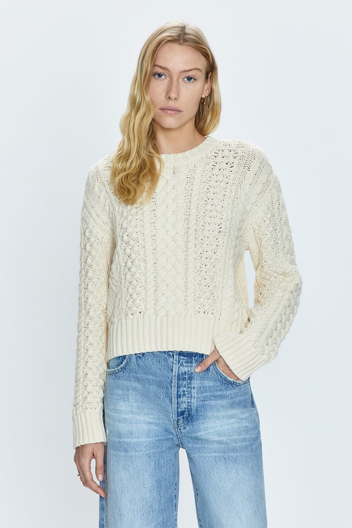 Quinn Shrunken Fisherman Sweater - Ivory