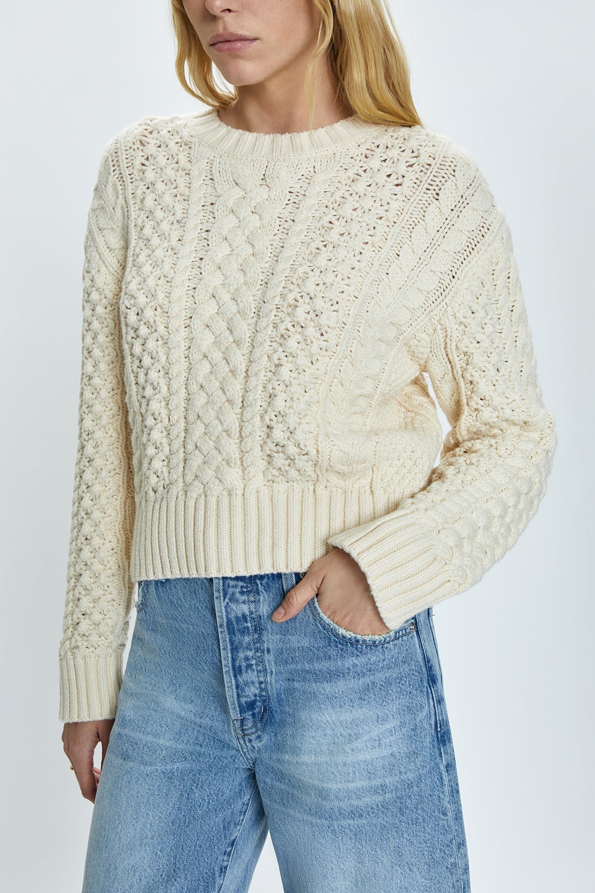 Quinn Shrunken Fisherman Sweater - Ivory