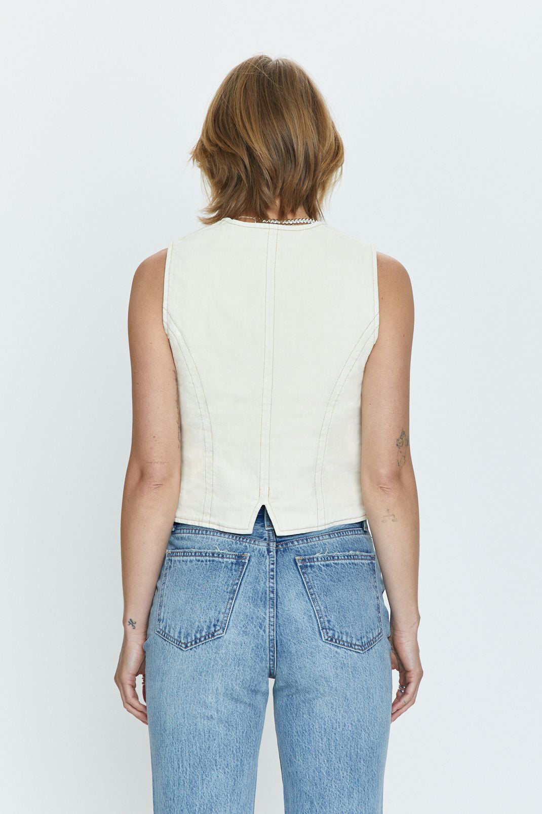 Vero Fitted Denim Vest - Ecru