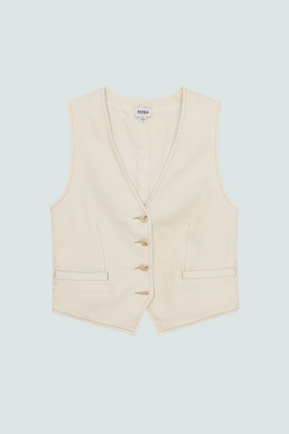 Vero Fitted Denim Vest - Ecru