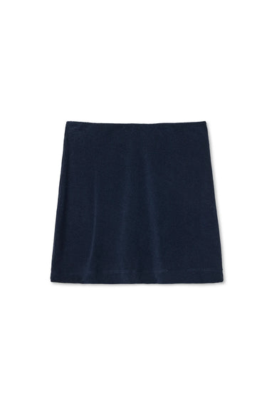Navy terry elastic waist mini skirt