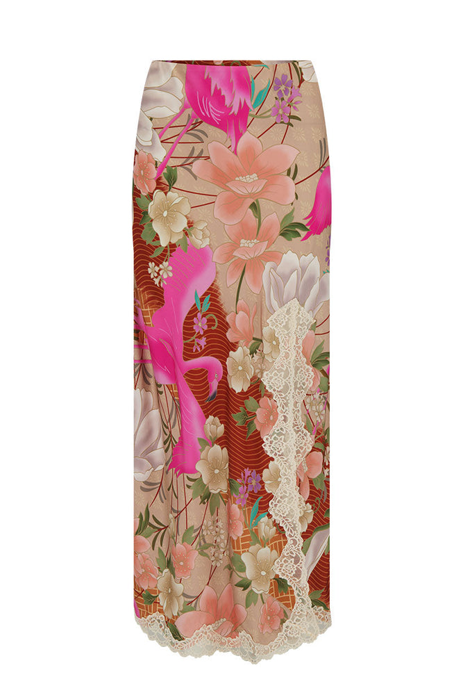 Floridian Lace Bias Skirt - Coral