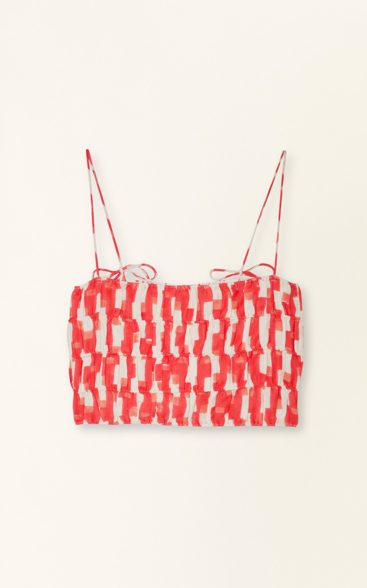 Red and white patterned top