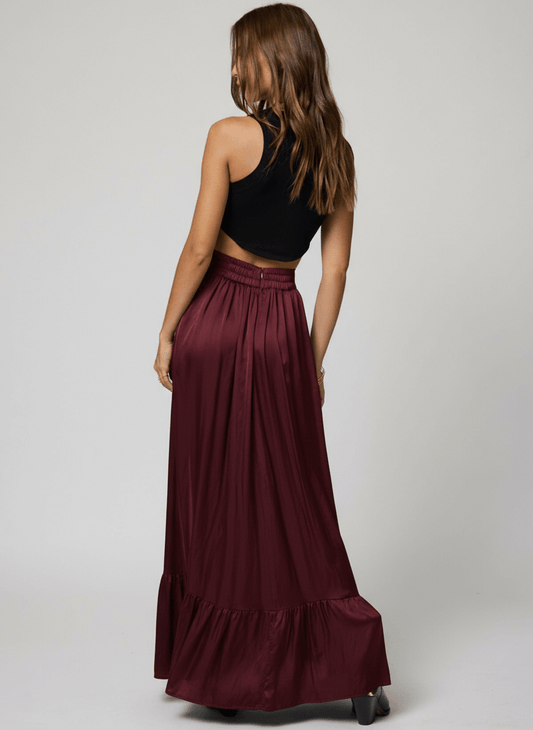 What If Maxi Skirt - Deep Cherry