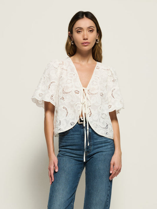 Rosalyn Tie Top - White