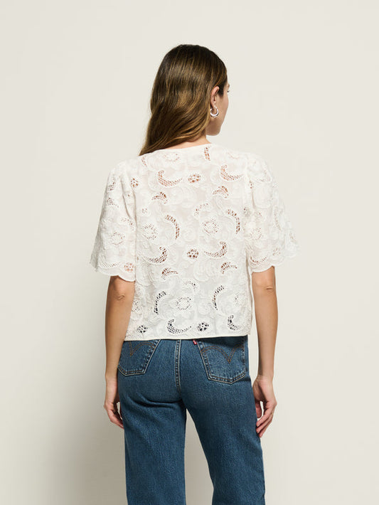 Rosalyn Tie Top - White