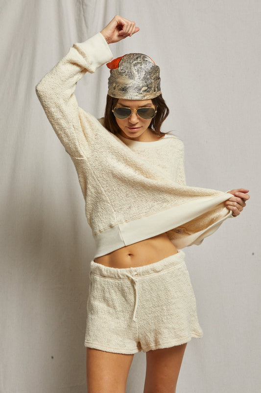 Roxanne Sweater Shorts - Natural