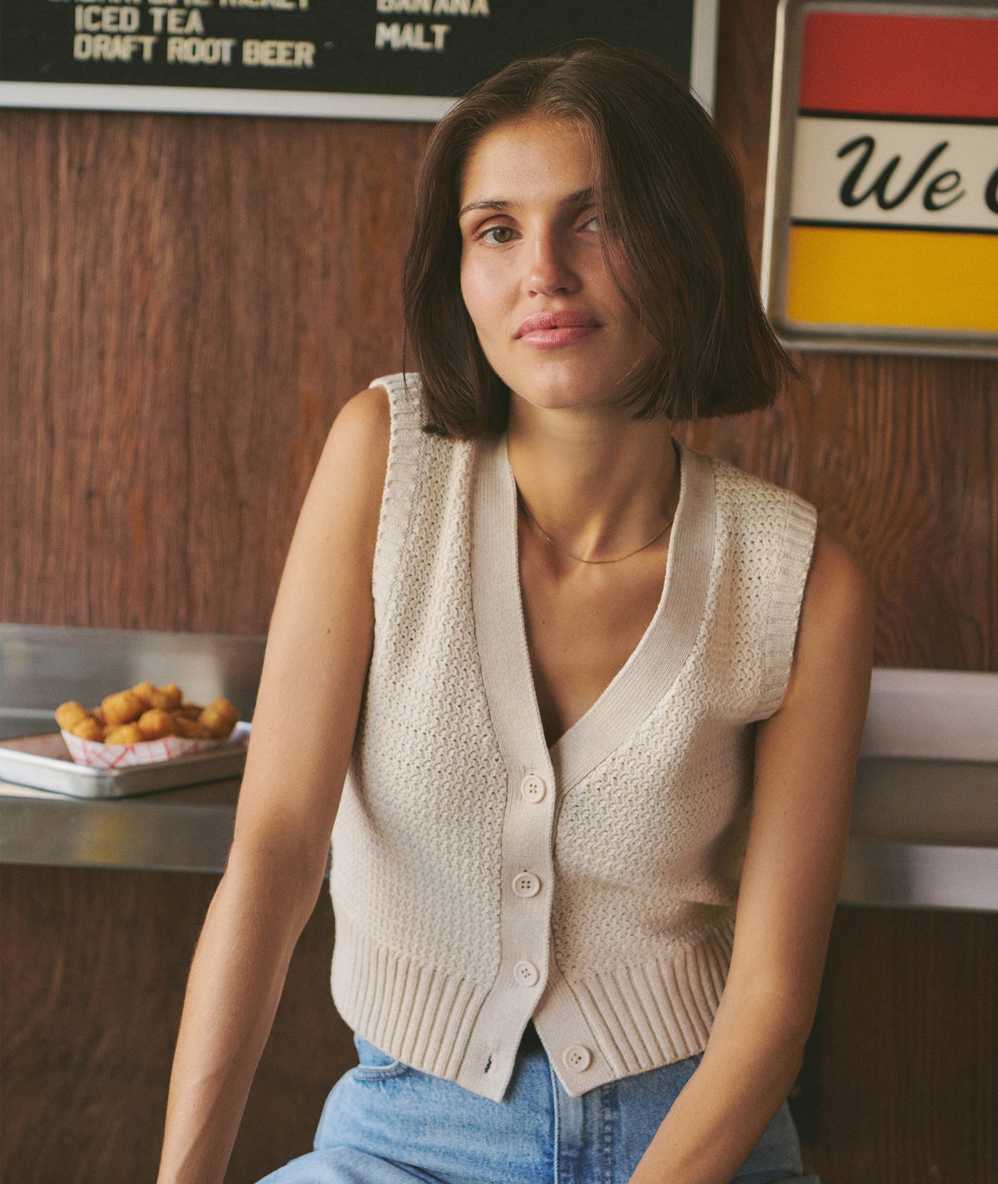 Robin Textured Sweater Vest - Seashell