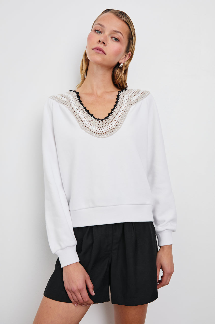 Sava Sweater - Ivory With Crochet