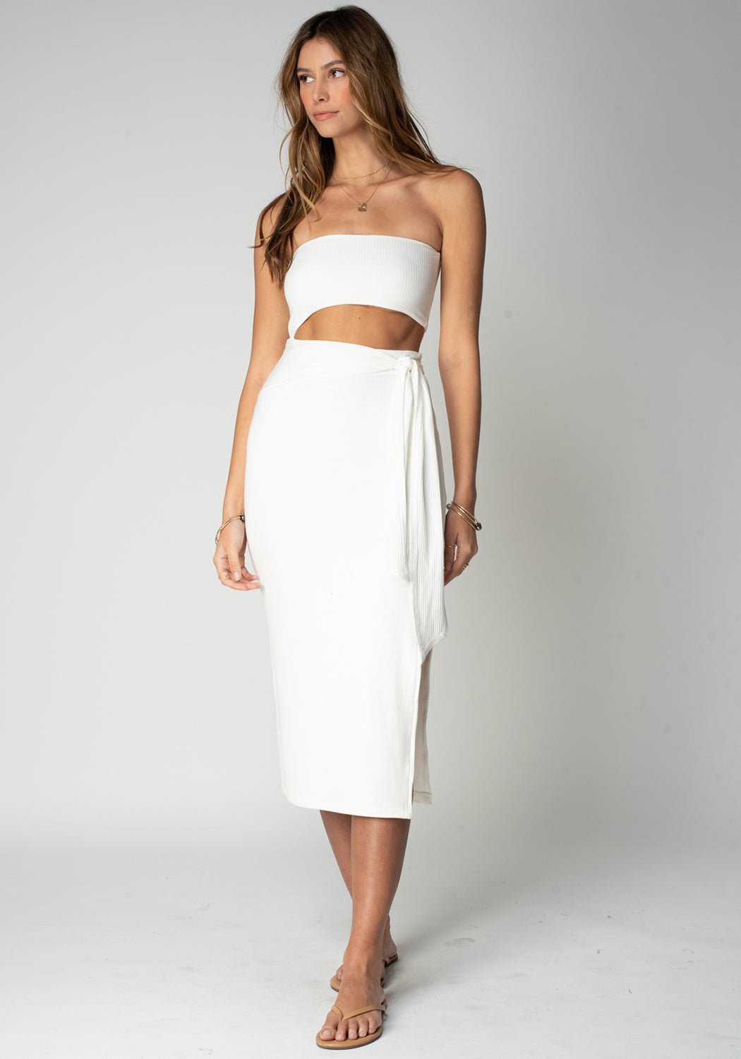 Wide Rib Baja Nights Cut Out Dress - White