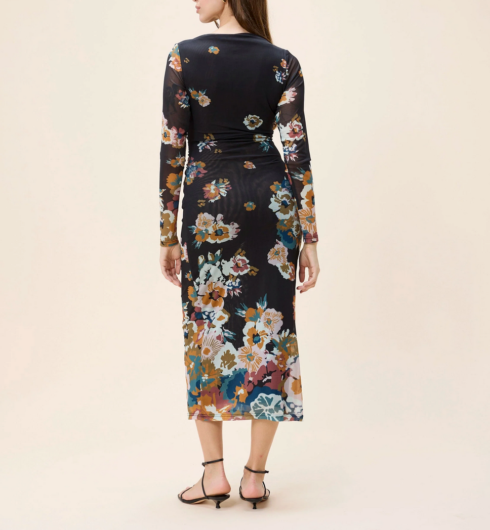 Lura Mesh Midi Dress - Vitet Floral Print