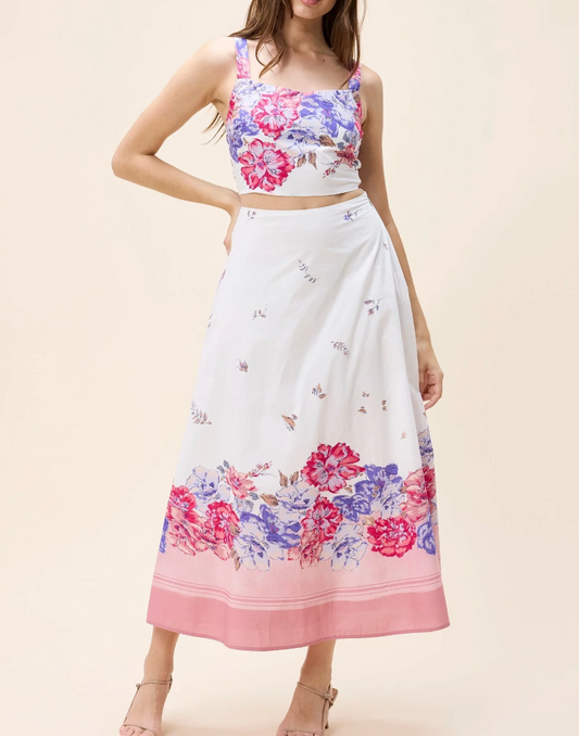 Shea Ankle Skirt - Camellia Print