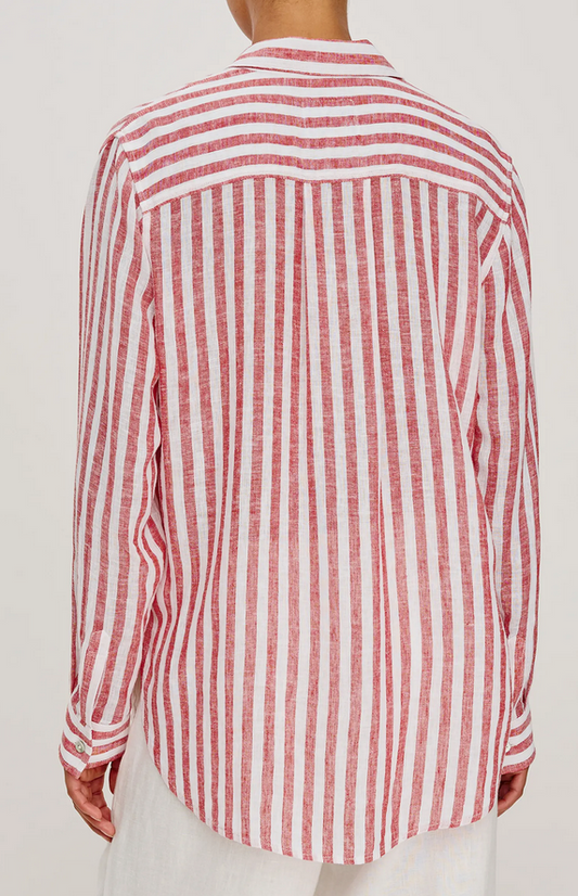 Red and white striped shirt worn by a person