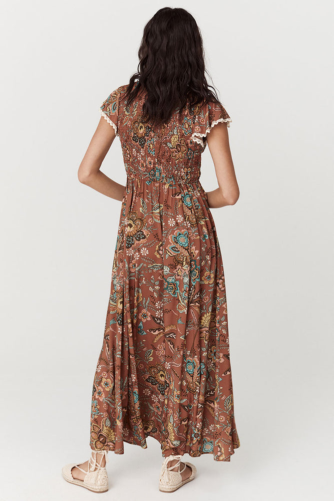 Mojave Shirred Gown - Amber