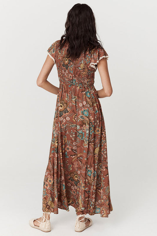 Mojave Shirred Gown - Amber