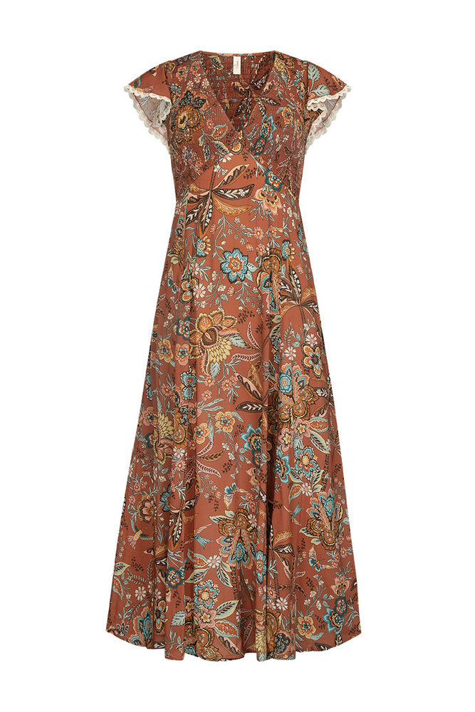 Mojave Shirred Gown - Amber