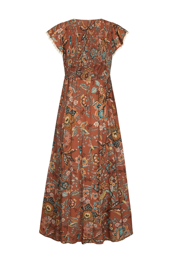 Mojave Shirred Gown - Amber