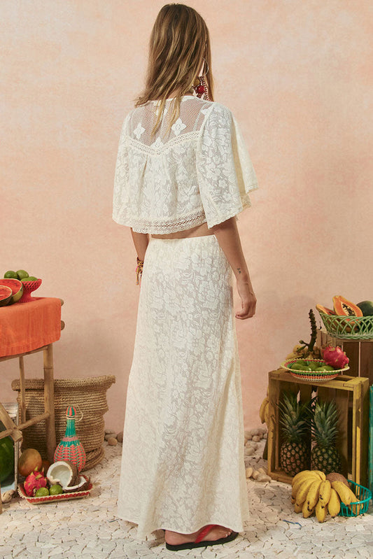 Free Love Lace Bias Skirt - Vintage Cream