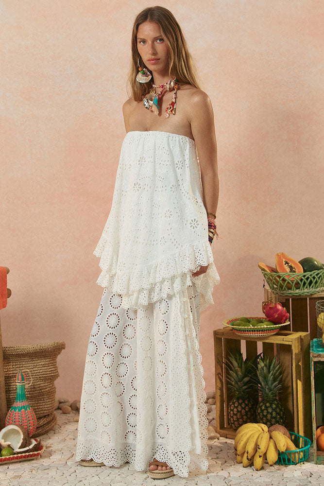 Spell Yaya Lace Scarf Mini Dress - Antique White XS Spell Yaya Lace Scarf Mini Dress - Antique White XS