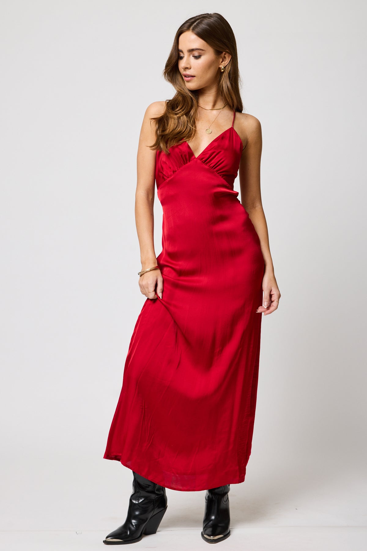 Silky Lucia Maxi Dress - Red