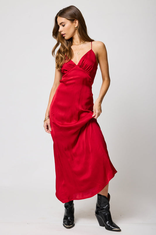 Silky Lucia Maxi Dress - Red