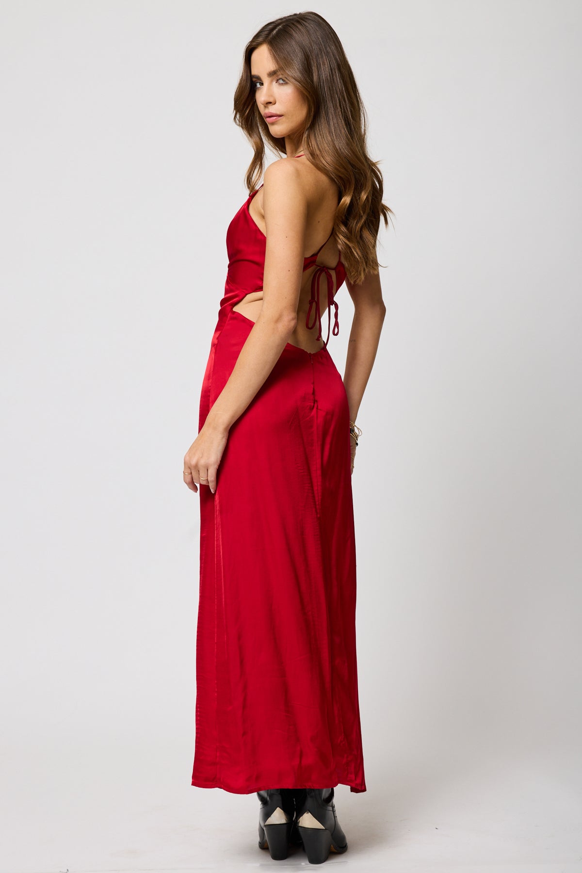 Silky Lucia Maxi Dress - Red