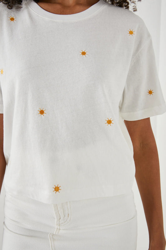 The Boxy Crew T-Shirt - Embroidered Suns