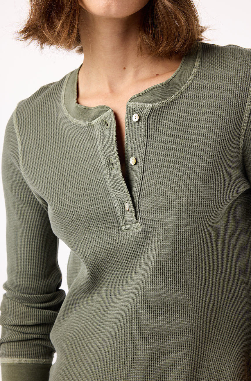 Thermal Henley Tee - Tea Leaf