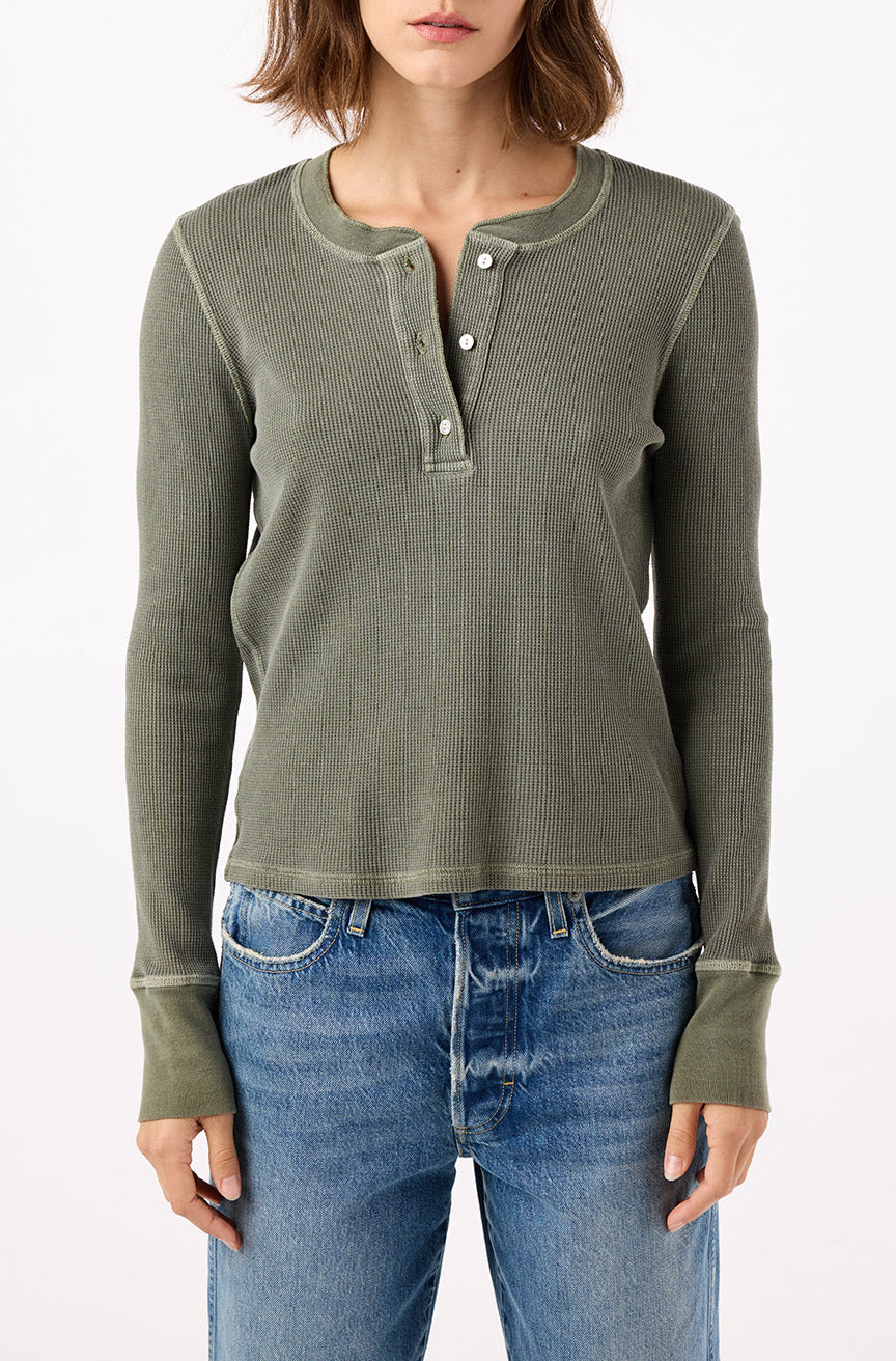 Thermal Henley Tee - Tea Leaf