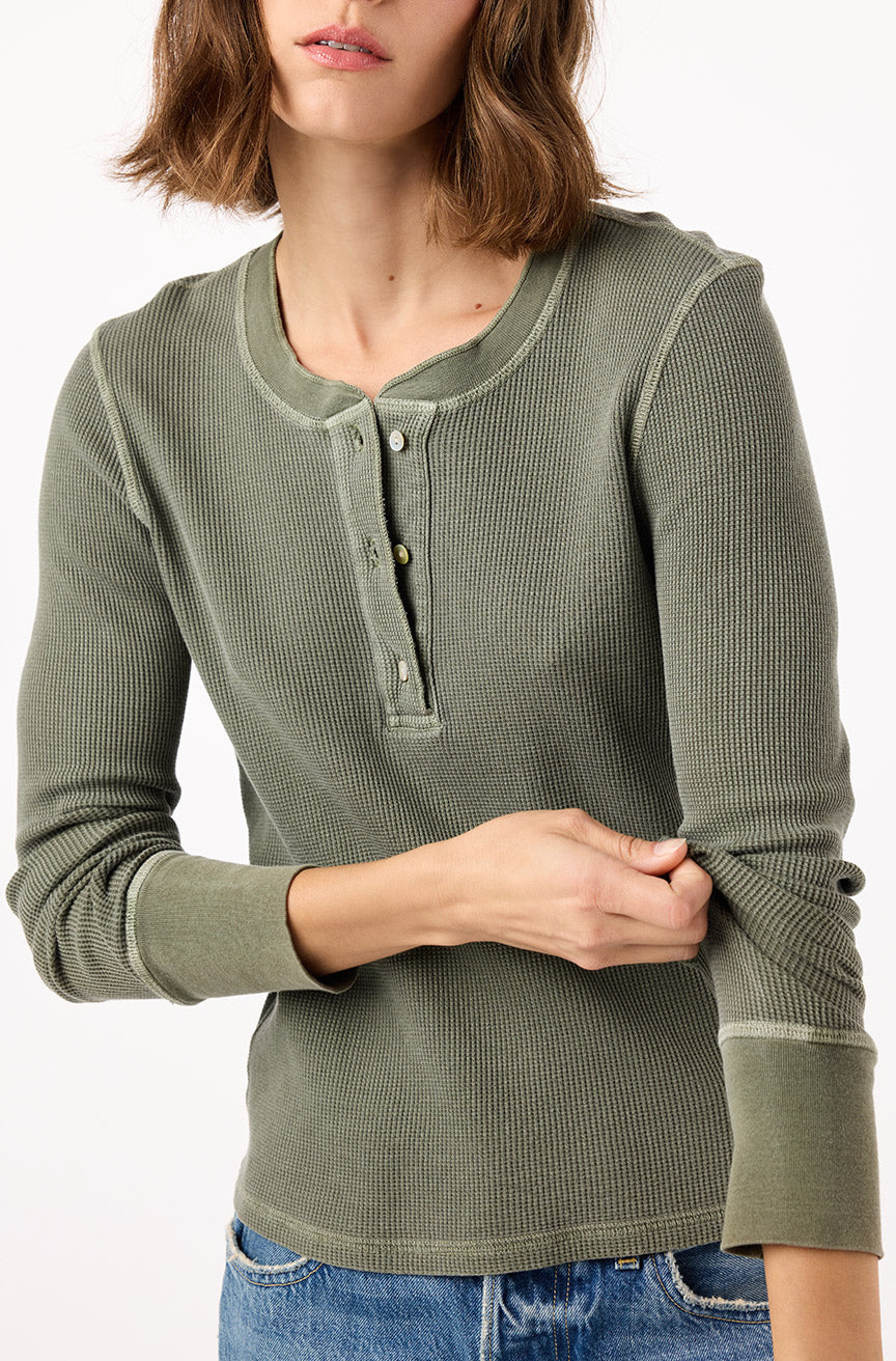 Thermal Henley Tee - Tea Leaf