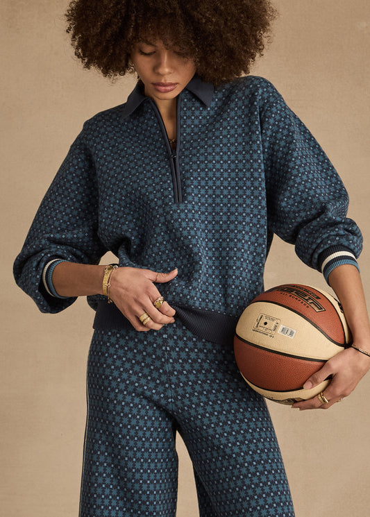 Lumiere Zane Knit Collared Top - Blue