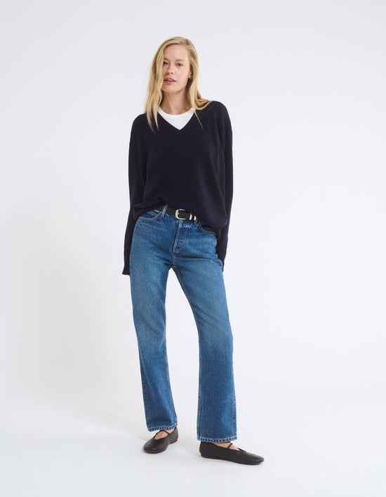 Vail V-Neck Sweater - Navy